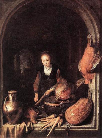 Gerrit Dou Woman Peeling Carrot Spain oil painting art